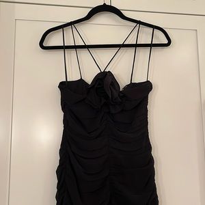 Ruched mini dress with rosette!